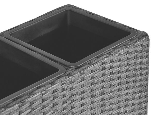 Květináč na stojanu CARAGANA Umělý ratan 77 cm Černá