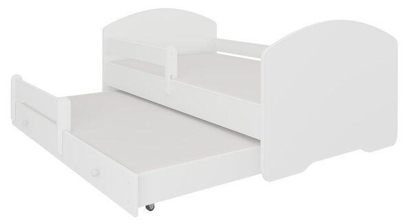 ADRK Rozkládací postel PEPE II, CH-Pep-II-Bar-W-E084, 160x80 cm se zábradlím a matrací, bílá