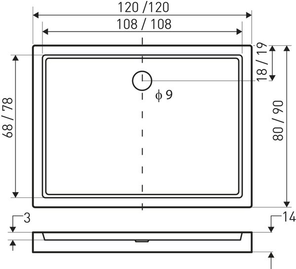 Novoterm Obdélníková akrylátová sprchová vanička NV-Victor 120x80 bílá