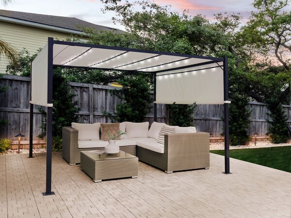 Zahradní pavilon LED PARGA Kov 310 cm 310 cm Béžová