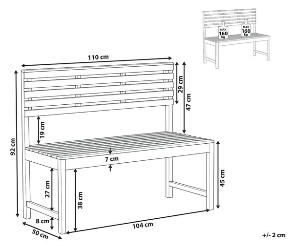 Zahradní lavice TREIA 110 cm Akáciové dřevo Hnědá