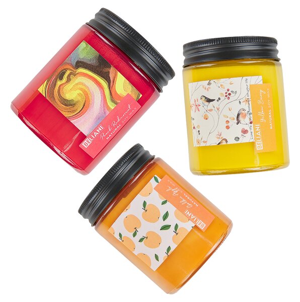 Sada 3 vonných svíček FRUITY BLOOM Sojový vosk Ovocné tóny