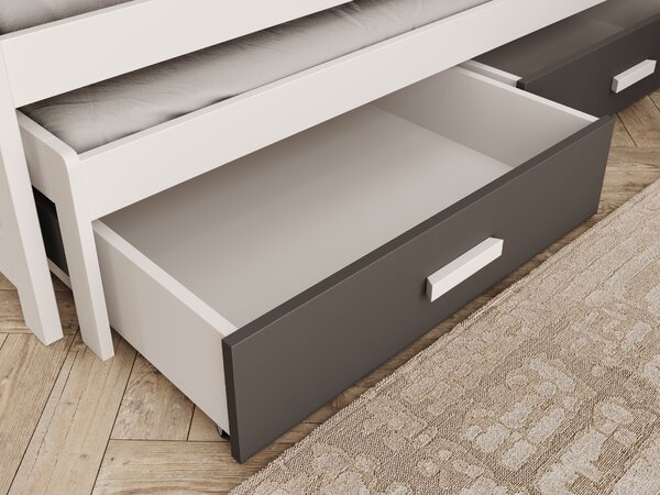 ADRK Rozkládací postel JASPIS, CH-JAS-WA-180, 180x80 cm se zábradlím, bílá/antracit