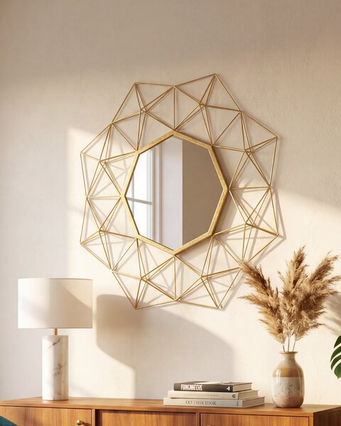 Zrcadlo GAILLAC 80 cm 80 cm Kov Zlatá