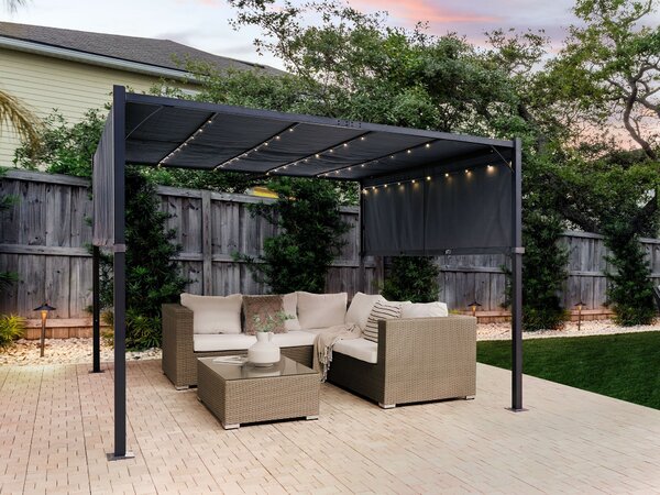 Zahradní pavilon LED PARGA Kov 310 cm 310 cm Tmavě šedá