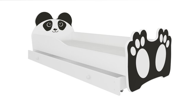 ADRK Postel BEAR BLACK, CH-Bea-Blac-140-E345, 140x70 cm se zásuvkou a matrací, černá/bílá