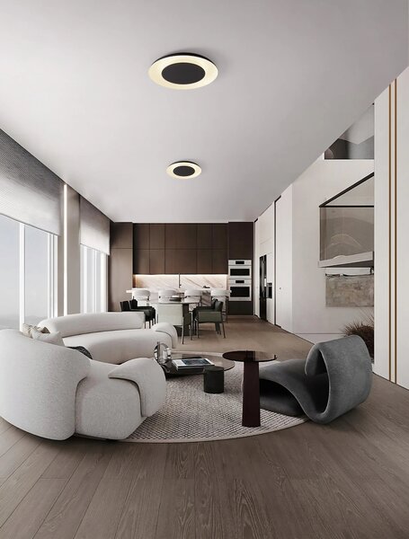 LED stmívatelné černo-bílé designové stropní svítidlo Epos 2 – Černá