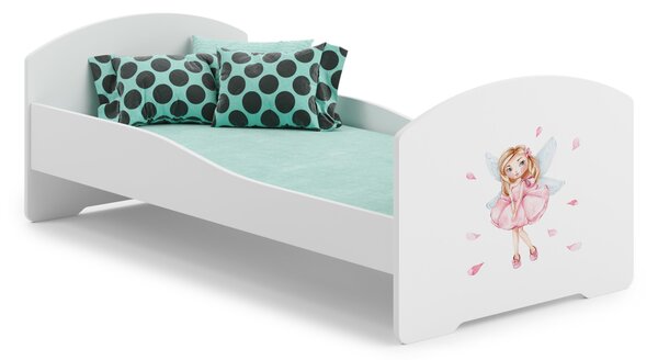 ADRK Postel PEPE GIRL WITH WINGS, CH-Pep-Gir-Wing-140-n-E605, 140x70 cm s matrací, bílá/grafika