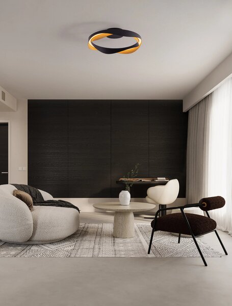 LED stmívatelné černo-zlaté moderní stropní svítidlo Radon
