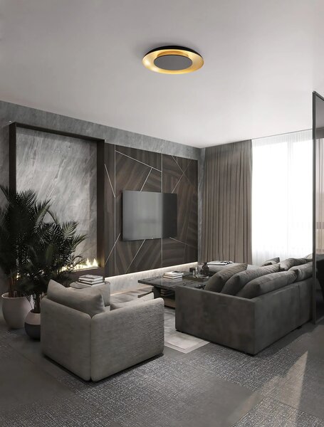 LED stmívatelné černo-zlaté designové stropní svítidlo Epos – 60 x 310 cm