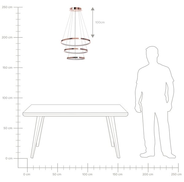 LED závěsná lampa ATREK Kov Zlatorůžová