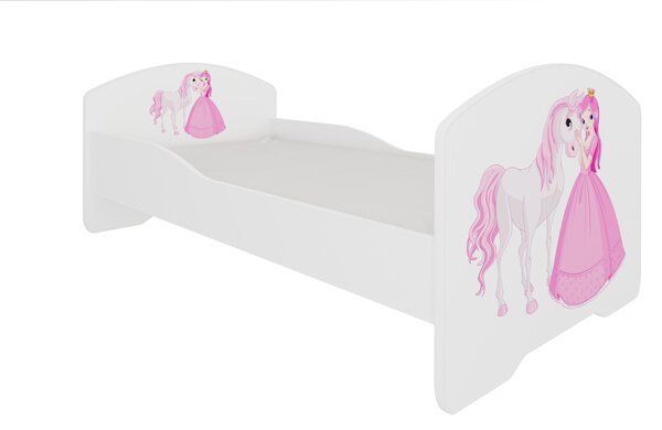 ADRK Postel PEPE PRINCESS AND HORSE, CH-Pep-Prin-Hors-140-E855, 140x70 cm s matrací, bílá/grafika