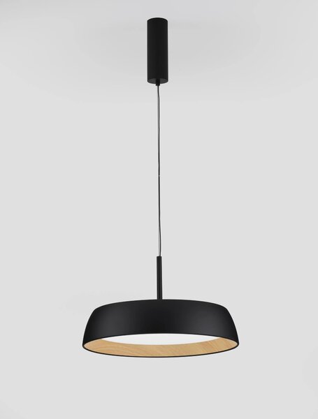 LED stmívatelný černo-dřevěný designový lustr Sigi