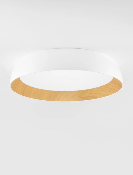 LED stmívatelné bílo-dřevěné moderní stropní svítidlo Sigi 2