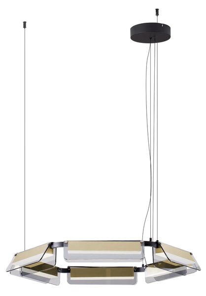 LED stmívatelný černo-zlatý designový lustr Apnea 150 – 72 x 12,5 x 120 cm