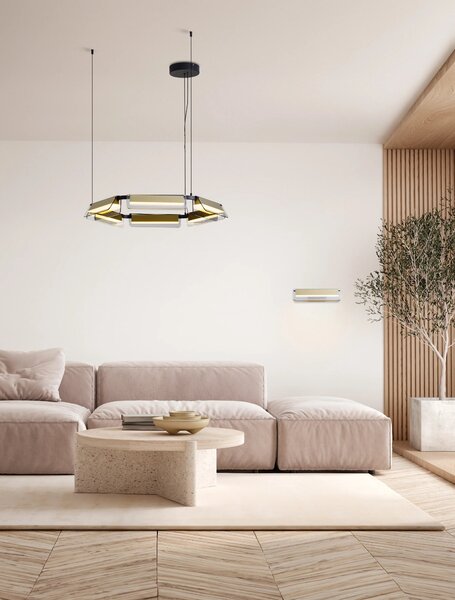 LED stmívatelný černo-zlatý designový lustr Apnea 150 – 72 x 12,5 x 120 cm