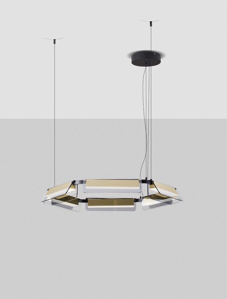 LED stmívatelný černo-zlatý designový lustr Apnea 150 – 72 x 12,5 x 120 cm