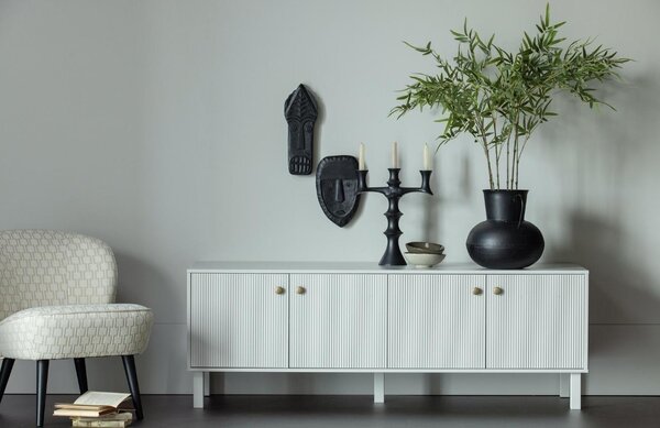 WOOOD Šedý borovicový TV stolek Flo 160 x 46 cm