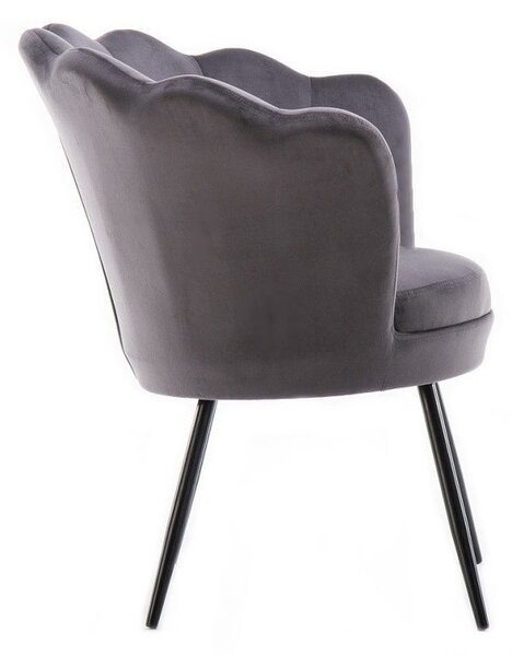 LuxuryForm DESIGN Křeslo FREY VELUR s černými nohami - tmavě šedé