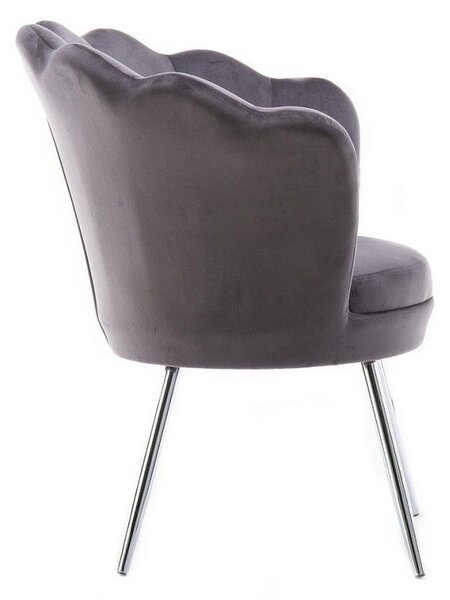 LuxuryForm DESIGN Křeslo FREY VELUR se stříbrnými nohami - tmavě šedé