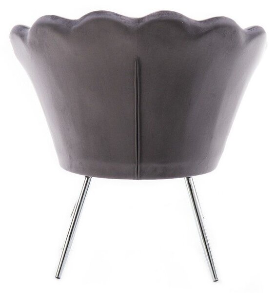 LuxuryForm DESIGN Křeslo FREY VELUR se stříbrnými nohami - tmavě šedé