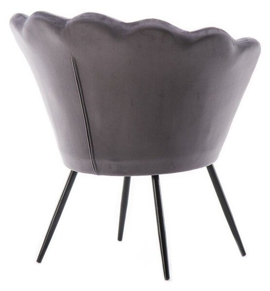 LuxuryForm DESIGN Křeslo FREY VELUR s černými nohami - tmavě šedé