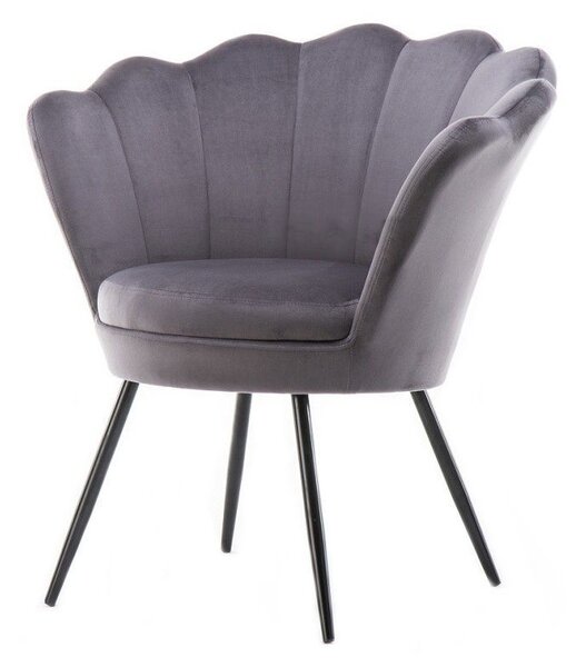 LuxuryForm DESIGN Křeslo FREY VELUR s černými nohami - tmavě šedé