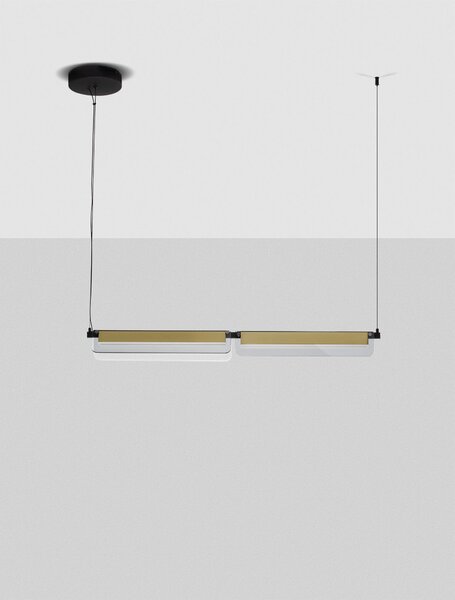 LED stmívatelný černo-zlatý designový lustr Apnea 160