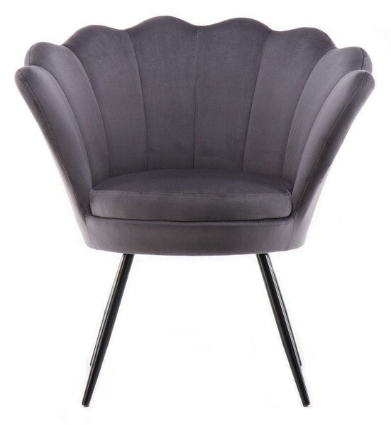 LuxuryForm DESIGN Křeslo FREY VELUR s černými nohami - tmavě šedé