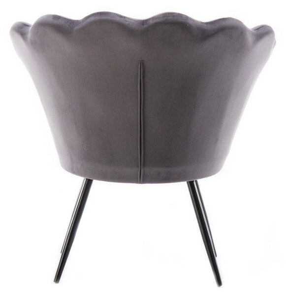 LuxuryForm DESIGN Křeslo FREY VELUR s černými nohami - tmavě šedé