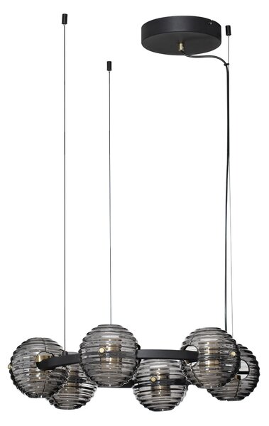 LED stmívatelný černo-zlatý moderní lustr Las – 63 x 6,5 x 3 x 6,5 cm