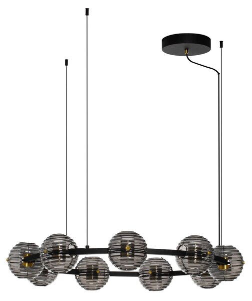 LED stmívatelný černo-zlatý moderní lustr Las 2 – 91 cm