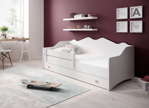 ADRK Postel EMKA Pink, White, CH-Emk-EMMAWHITE-SZ-1680-UCHWYTROZ-E075, 160x80 cm s matrací, bílá