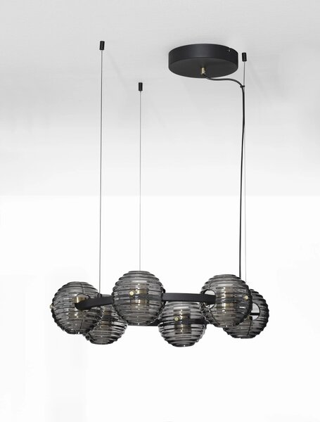 LED stmívatelný černo-zlatý moderní lustr Las – 63 x 6,5 x 3 x 6,5 cm