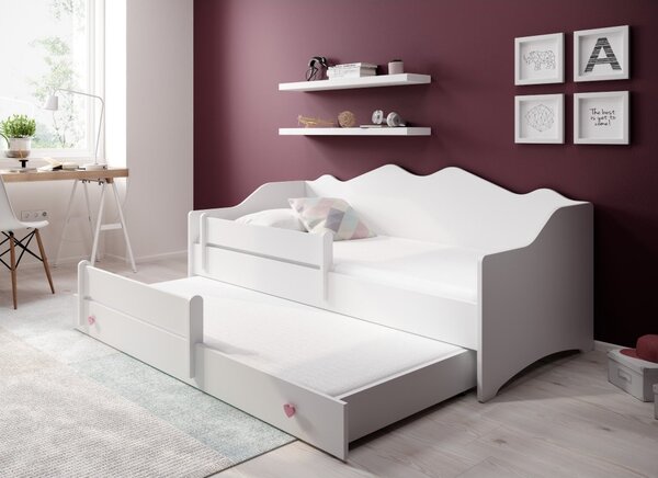 ADRK Rozkládací postel EMKA II Pink, White, CH-Emk-EMMAWHITE2-SZ-1680-UCHWYTROZ-E079, 160x80 cm s matrací, bílá