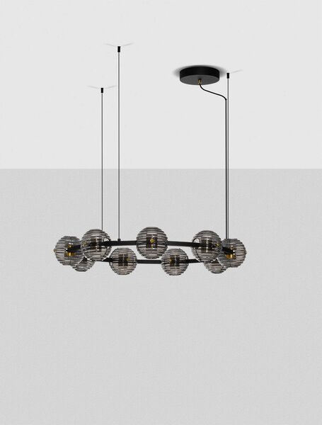 LED stmívatelný černo-zlatý moderní lustr Las 2 – 91 cm
