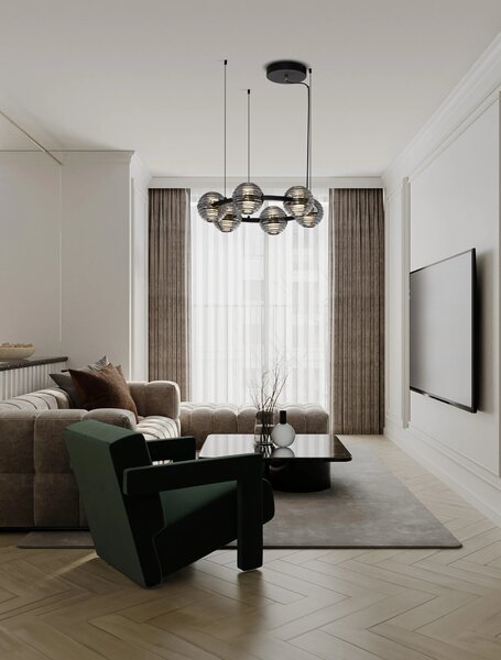 LED stmívatelný černo-zlatý moderní lustr Las – 63 x 6,5 x 3 x 6,5 cm