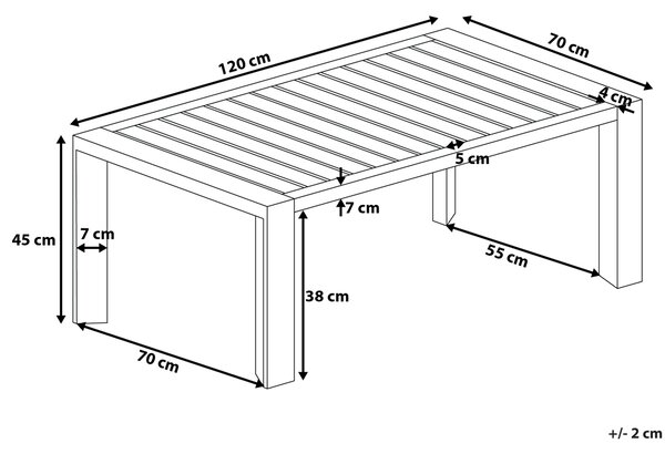 Zahradní jídelní stůl CASTELLA 120 cm 70 cm Kov Taupe