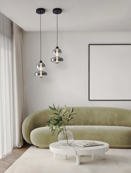LED stmívatelný černo-šedý moderní lustr Bally