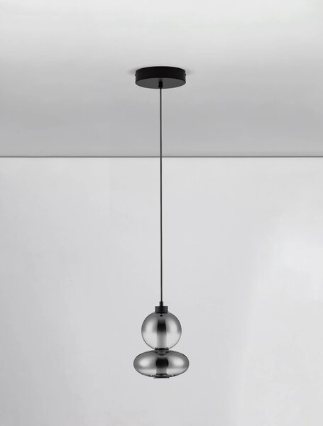 LED stmívatelný černo-šedý moderní lustr Bally