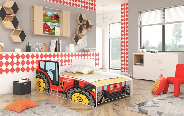 ADRK Postel TRACTOR RED, CH-Tra-R-140-E051, 140x70 cm s matrací, červená