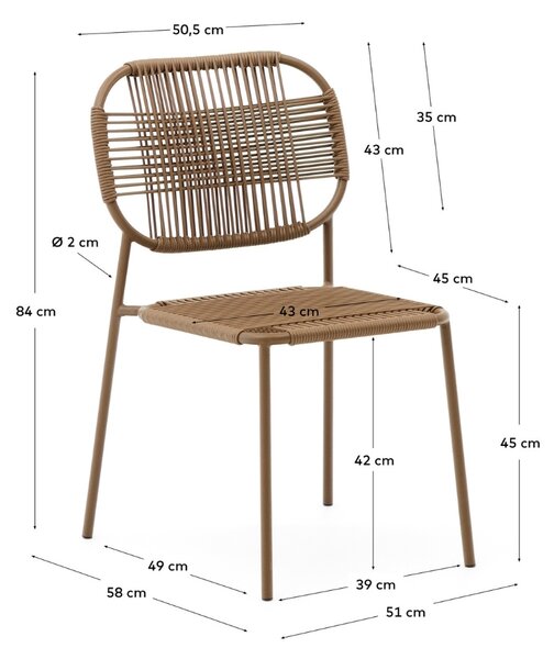 Hnědá kovová zahradní židle Kave Home Talaier