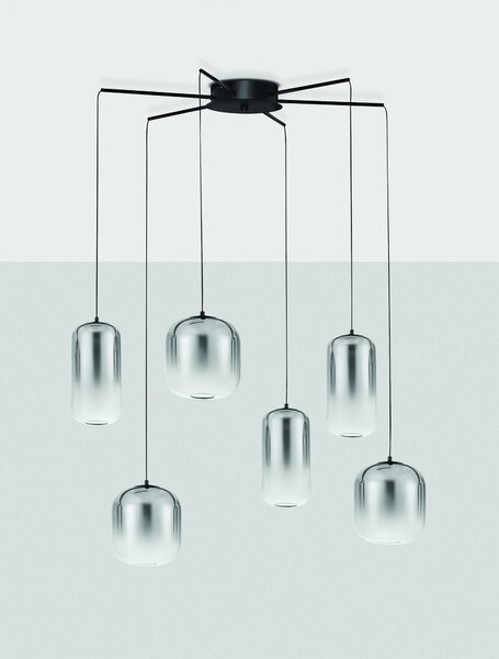 LED černo-šedý designový lustr Aelia 145