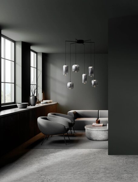 LED černo-šedý designový lustr Aelia 145