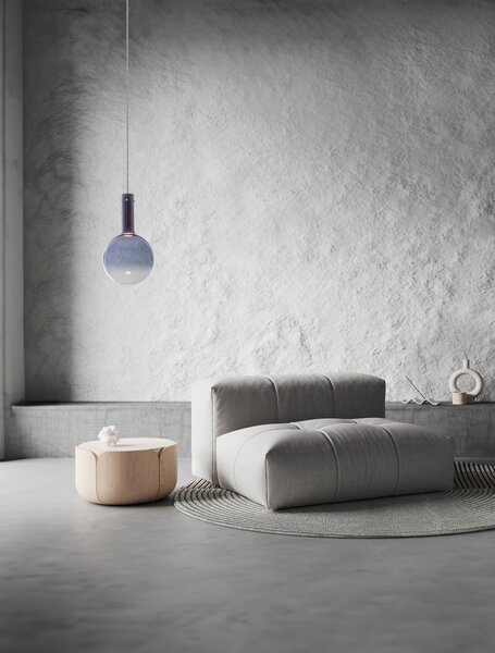 LED stmívatelný modro-zlatý designový lustr Nostos