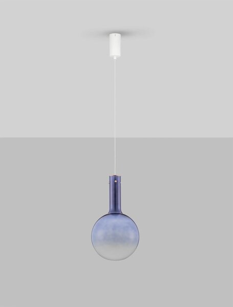 LED stmívatelný modro-zlatý designový lustr Nostos