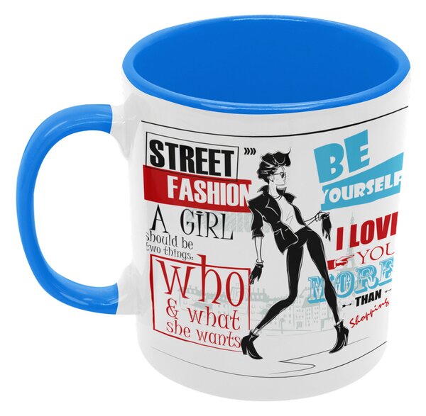 Street Fashion | keramický hrnek 330ml, různé barvy - Modrá