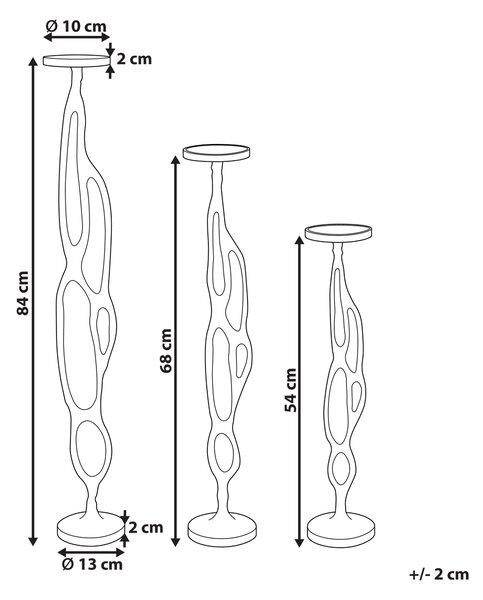 Sada 3 svícnů BUNI 54/68/84 cm Kov Černá