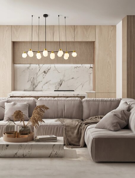 Satina zlato-černo-bílý designový lustr Ovalino 157 – 107 x 130 cm