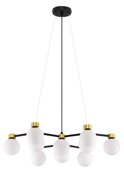 Satina zlato-černo-bílý designový lustr Ovalino – 66 x 53 x 18 cm